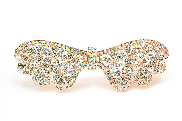 istock brooch with a bow of Gems isolated on white 518595032
