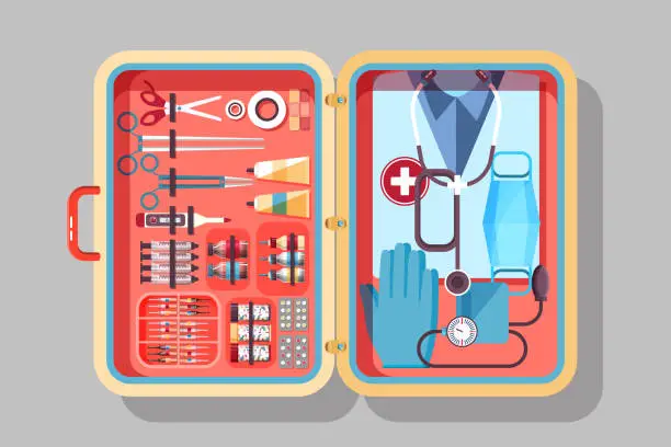 Vector illustration of Medical suitcase illustration