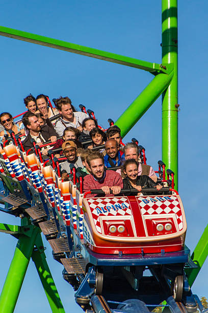 Roller coaster ride at Oktoberfest in Munich, Germany, 2015 stock photo