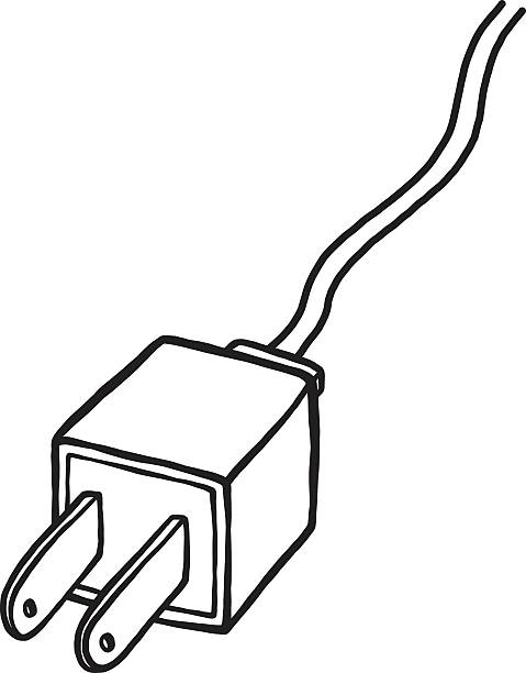 электрическая вилка - art electric plug cartoon drawing stock illustrations