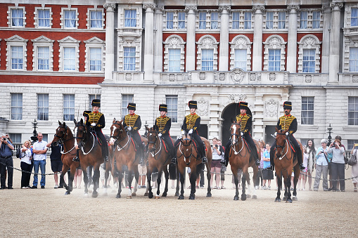 London, United Kingdom, July 19, 2013: Change of royal horse guards in London in the United Kingdom