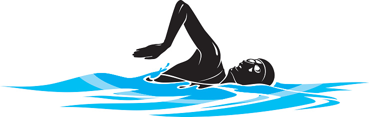 Athlete performing a front crawl or freestyle swim. Derived from my sketch.
