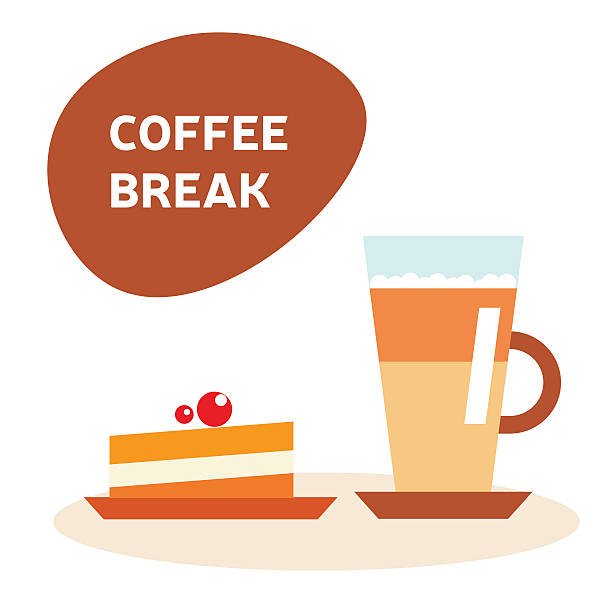 커피와 케이크를 벡터 삽화 - tea cup coffee cup teapot domestic kitchen stock illustrations