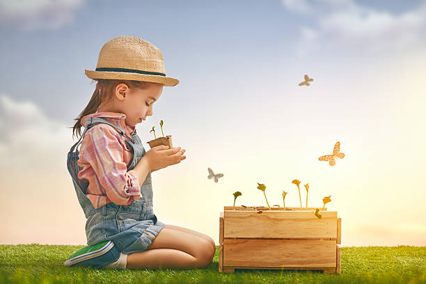 girl planting seedlings