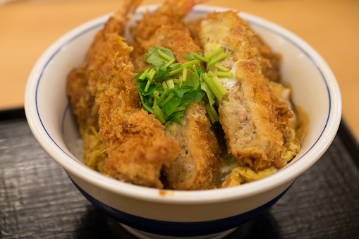 Japanese breaded deep fried pork with egg name is Katsudon