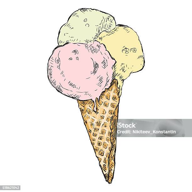 Barquilla Color Ilustración de Vector De De Color Simple Boceto Barquilla De Helado y ...
