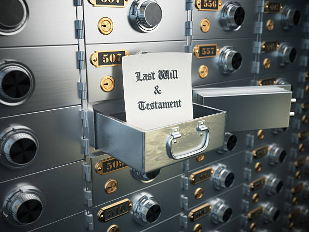 istock Last will and testament in the safe deposit box. 518621146