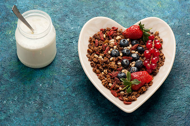 istock Muesli, yogurt and fresh berries for breakfast. top view 518621204