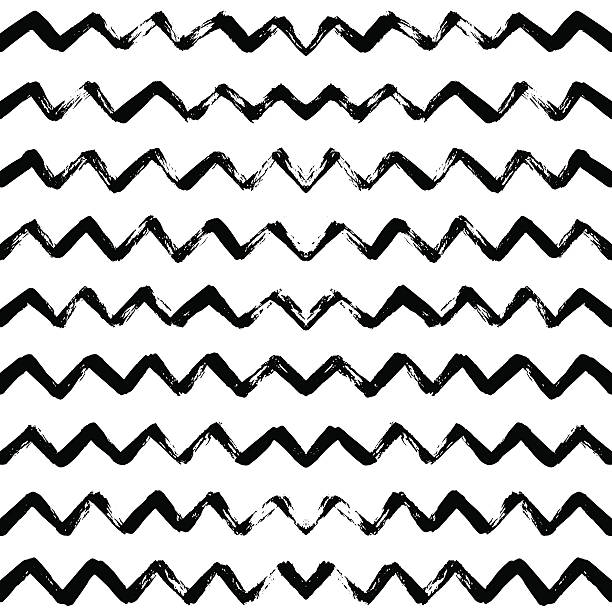 손 드로잉 벡터 이음새 없는 패턴, 지그재그 스트라이프. - chevron pattern repetition zigzag stock illustrations