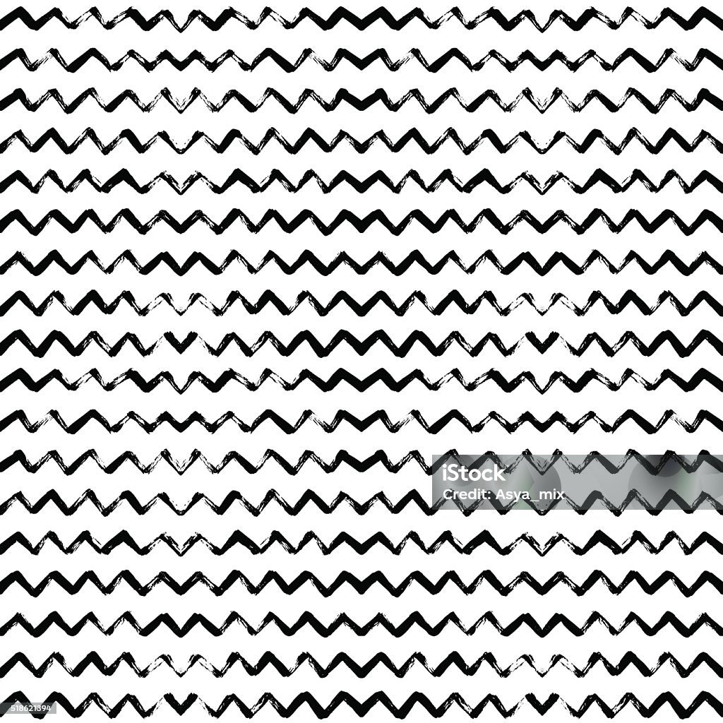 Hand drawn vector seamless pattern with zigzag stripes. Monochrome hand drawn ink texture. Abstract background with zigzag brush strokes. Ornament for wrapping paper. Zigzag stock vector