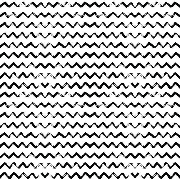 hand drawn vector seamless pattern with zigzag stripes. - 鋸齒狀 幅插畫檔、美工圖案、卡通及圖標