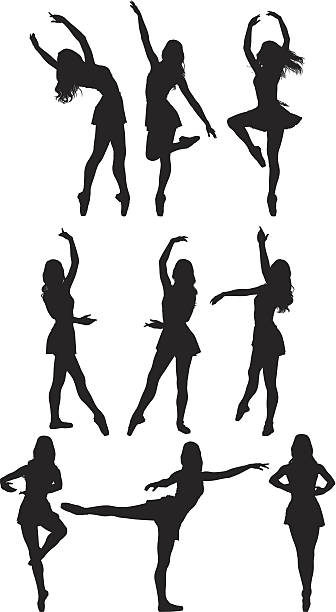 ballett-tänzer - silhouette ballet arms outstretched gymnastics stock-grafiken, -clipart, -cartoons und -symbole