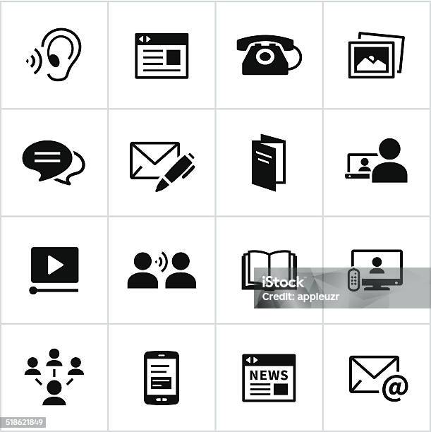 Black Communication Methods Icons Stock Illustration - Download Image Now - Icon Symbol, Brochure, Face To Face