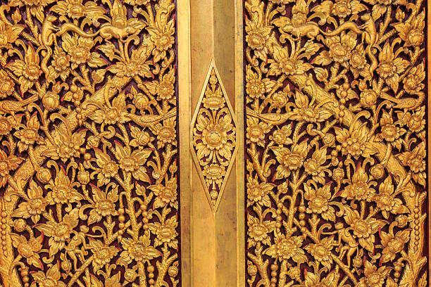 istock close up Thai carved doors 518622063