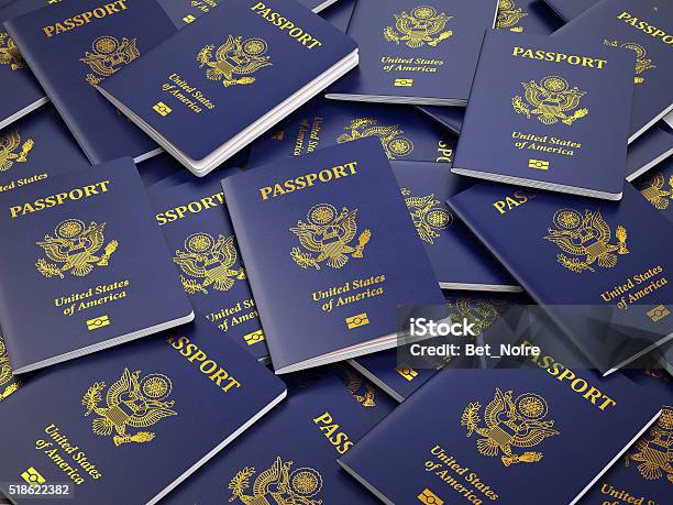 Usa Passport Background Immigration Or Travel Concept Stock Photo - Download Image Now