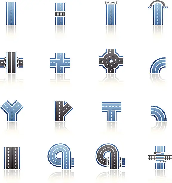 Vector illustration of Blue Road Icons