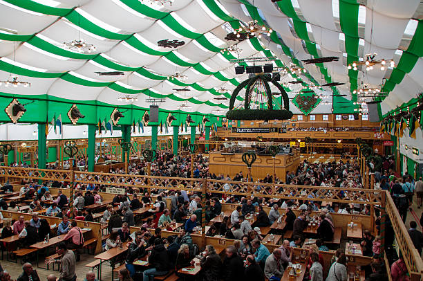 Armbrustschuetzenzelt at Oktoberfest in Munich, Germany, 2015 stock photo