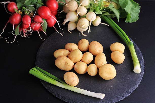 istock New potatoes, green onion, radishes 518624392