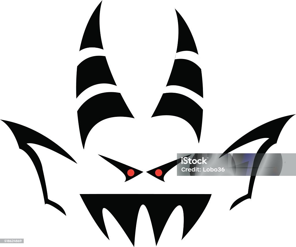 Gremlin Head A stylized cartoon of a gremlin head, It has horns, pointy ears and red eyes. Aggression stock vector