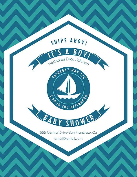 Vector illustration of Nautical Theme Baby Shower Party Invitation