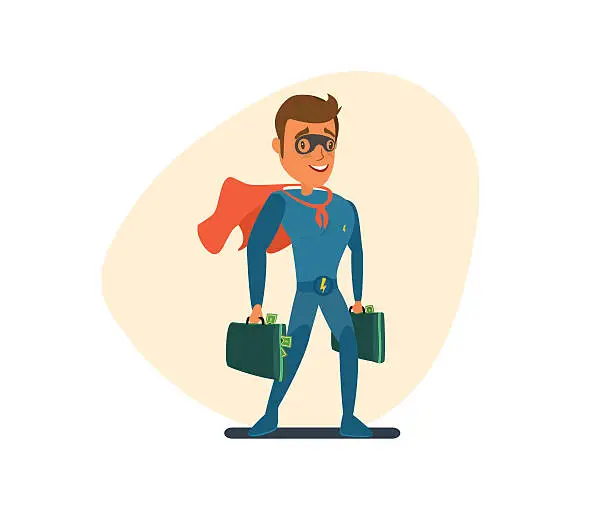 Vector illustration of superman with money