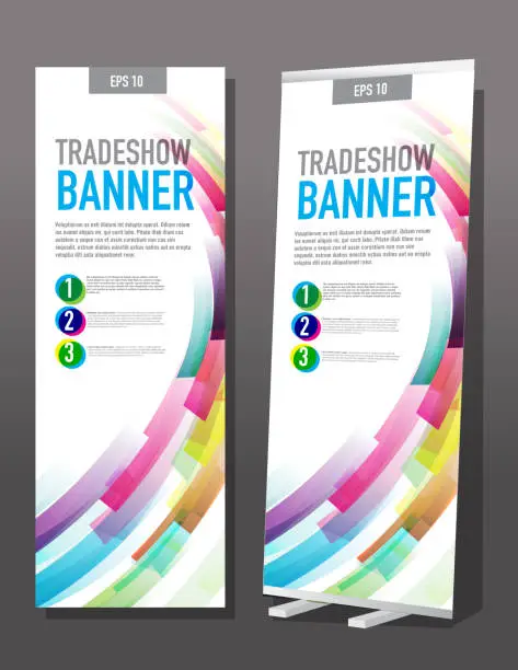 Vector illustration of Tradeshow banner template design color swooshes