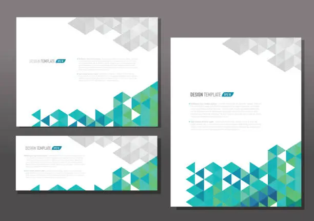Vector illustration of Presentation template set with sample text layout green gray