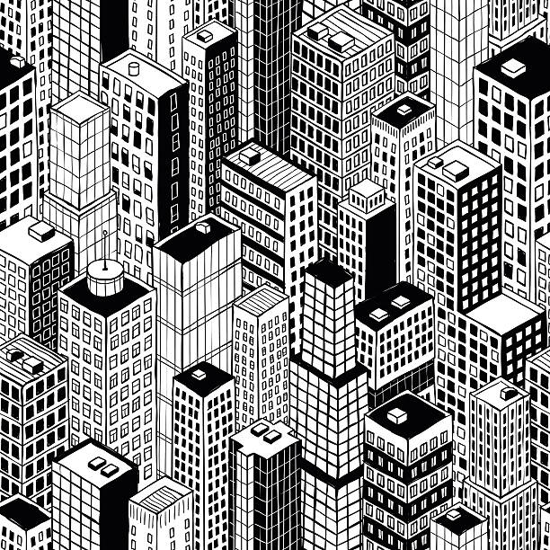 wolkenkratzer-stadt nahtlose musterung-klein - new york city built structure glass backgrounds stock-grafiken, -clipart, -cartoons und -symbole
