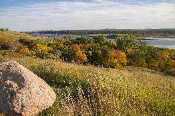 View of Bismarck in Fall stock photo