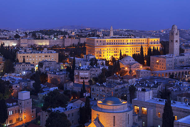 иерусалим старый город ночью, израиль - jerusalem israeli culture israel night стоковые фото и изображения