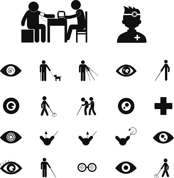 ślepy mężczyzna i szpital ikony - kane stock illustrations