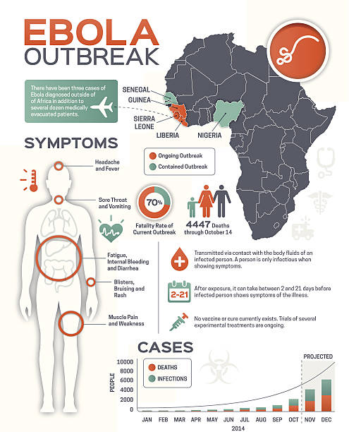 illustrazioni stock, clip art, cartoni animati e icone di tendenza di epidemia di ebola infografica - ebola