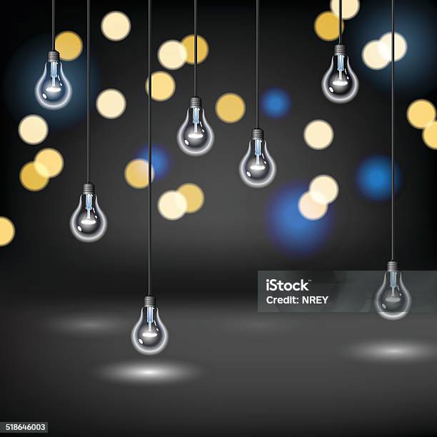 Light Bulb Background Stock Illustration - Download Image Now - Backgrounds, Blue, Cable