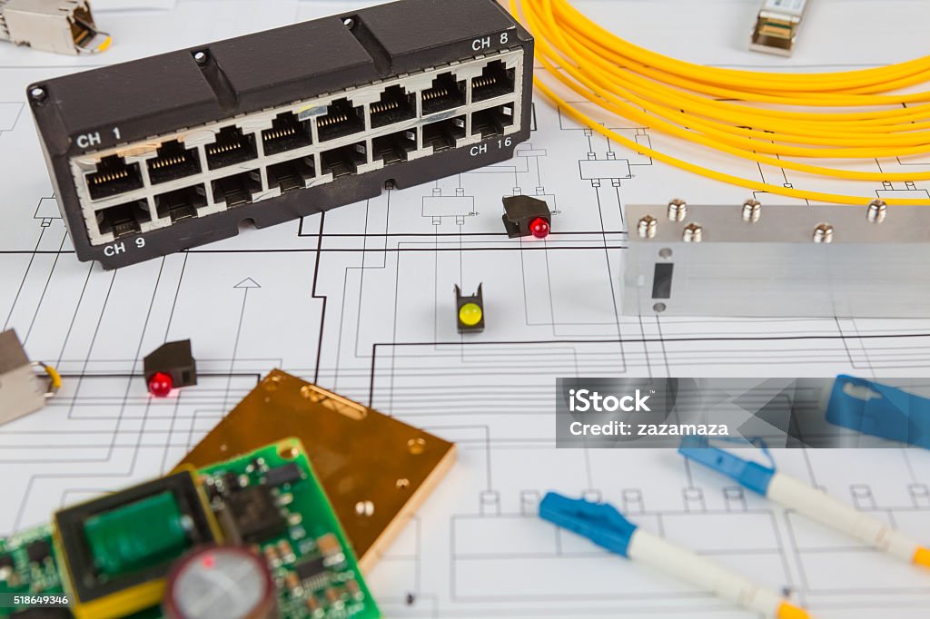 Netowkr Component Switch Network Switch Ethernet And Optical Cable And Other Electronic ...