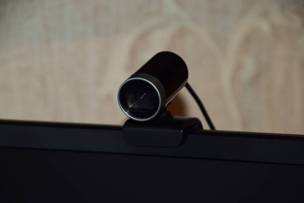 istock Web camera, attached to the monitor 518650886