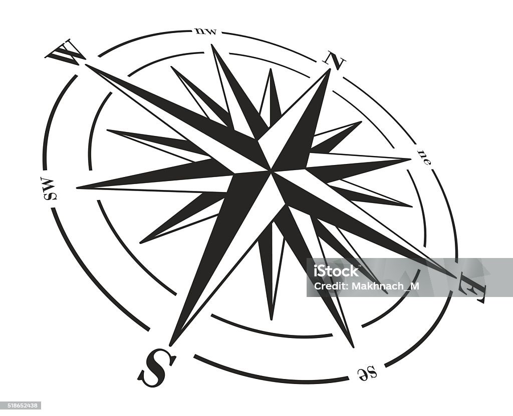 Compass rose, isoliert auf weiss. - Lizenzfrei Kompass Vektorgrafik