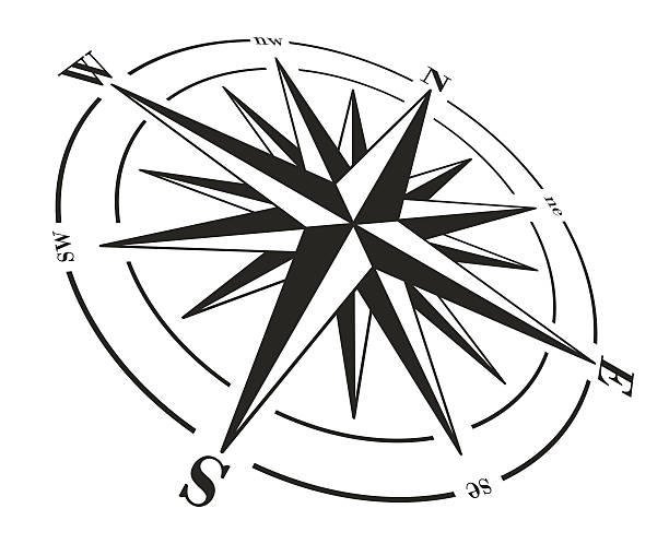 compass rose, isoliert auf weiss. - compass east white vector stock-grafiken, -clipart, -cartoons und -symbole