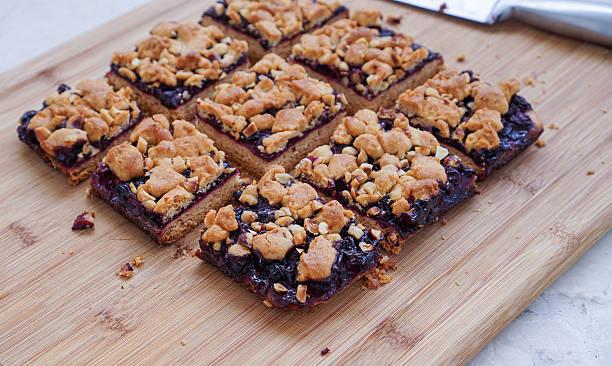 istock Blueberry hazelnut crumble bars, cake slices. 518653136