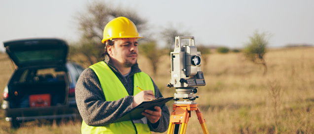 surveying engineer at work