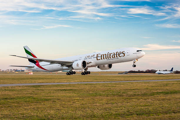 Prague, Czech Republic - November 8, 2015: Boeing B-777 of Emirates. Image was taken at Vaclav Havel airport.