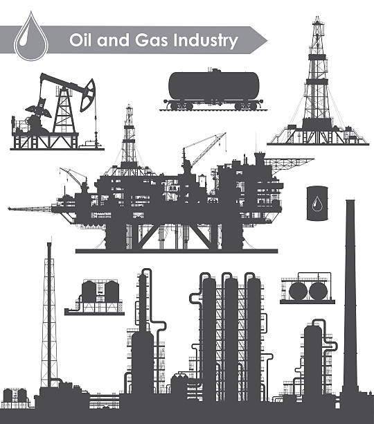 ilustrações de stock, clip art, desenhos animados e ícones de de indústria petrolífera - oil rig oil industry sea mining