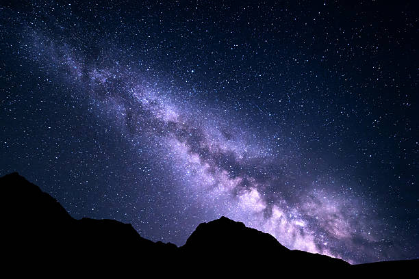 istock Mountain landscape with Milky Way. Night starry sky 518653616