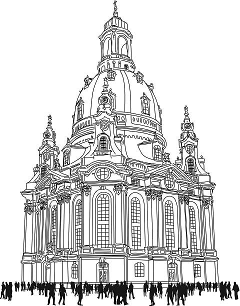 church of our lady - dresden germany - dresden frauenkirche stock illustrations
