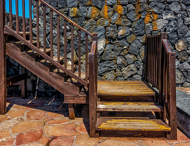 istock Staircase rails and bannister on rock ground 518655942