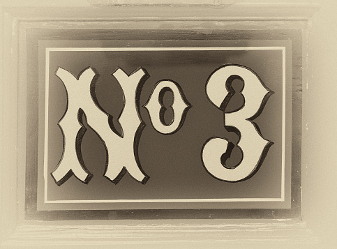 Number Three In Black And White Stock Photo - Download Image Now - Abstract, Antique, Attached