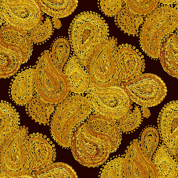 istock Watercolor Gold Ethnic Henna Paisley Doodle Gold Pattern 518656040
