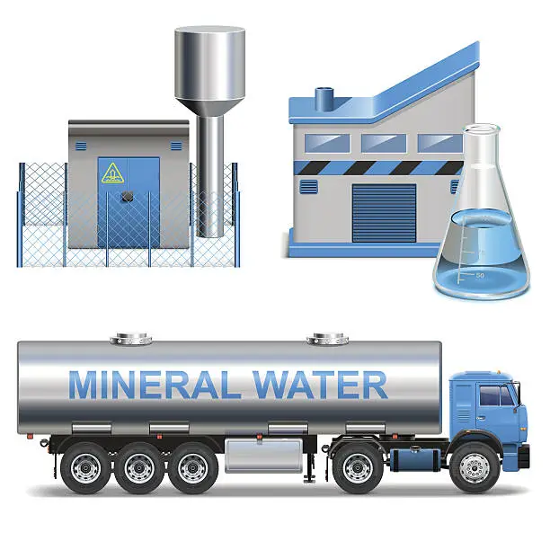 Vector illustration of Vector Mineral Waters Production