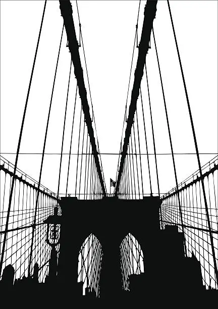 Vector illustration of Brooklyn Bridge Vector Silhouette