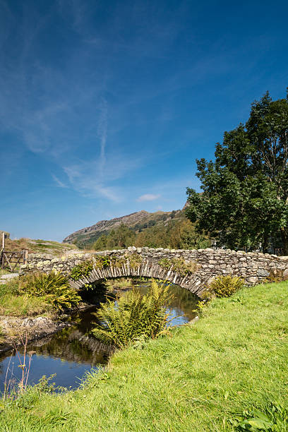 watendlath pedra ponte pedonal vertical - watendlath imagens e fotografias de stock