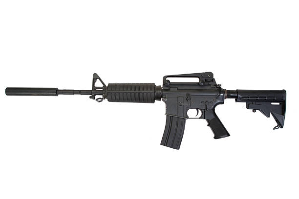 istock rifle with silencer isolated on a white background 518658111